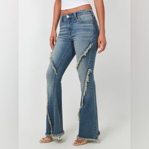 True Religion Distressed Frayed Flare Jean